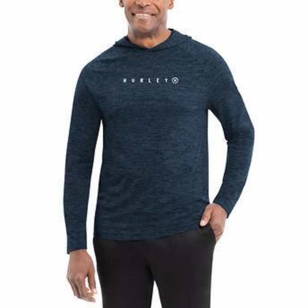 New Hurley Men’s Lightweight Performance Hoodie - Blue/Medium